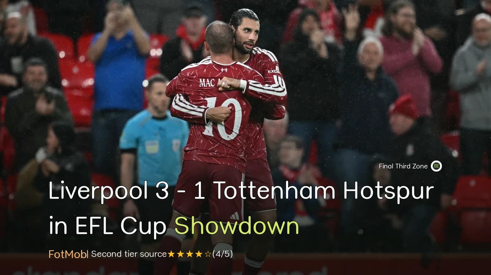 Liverpool 3 - 1 Tottenham Hotspur in EFL Cup Showdown