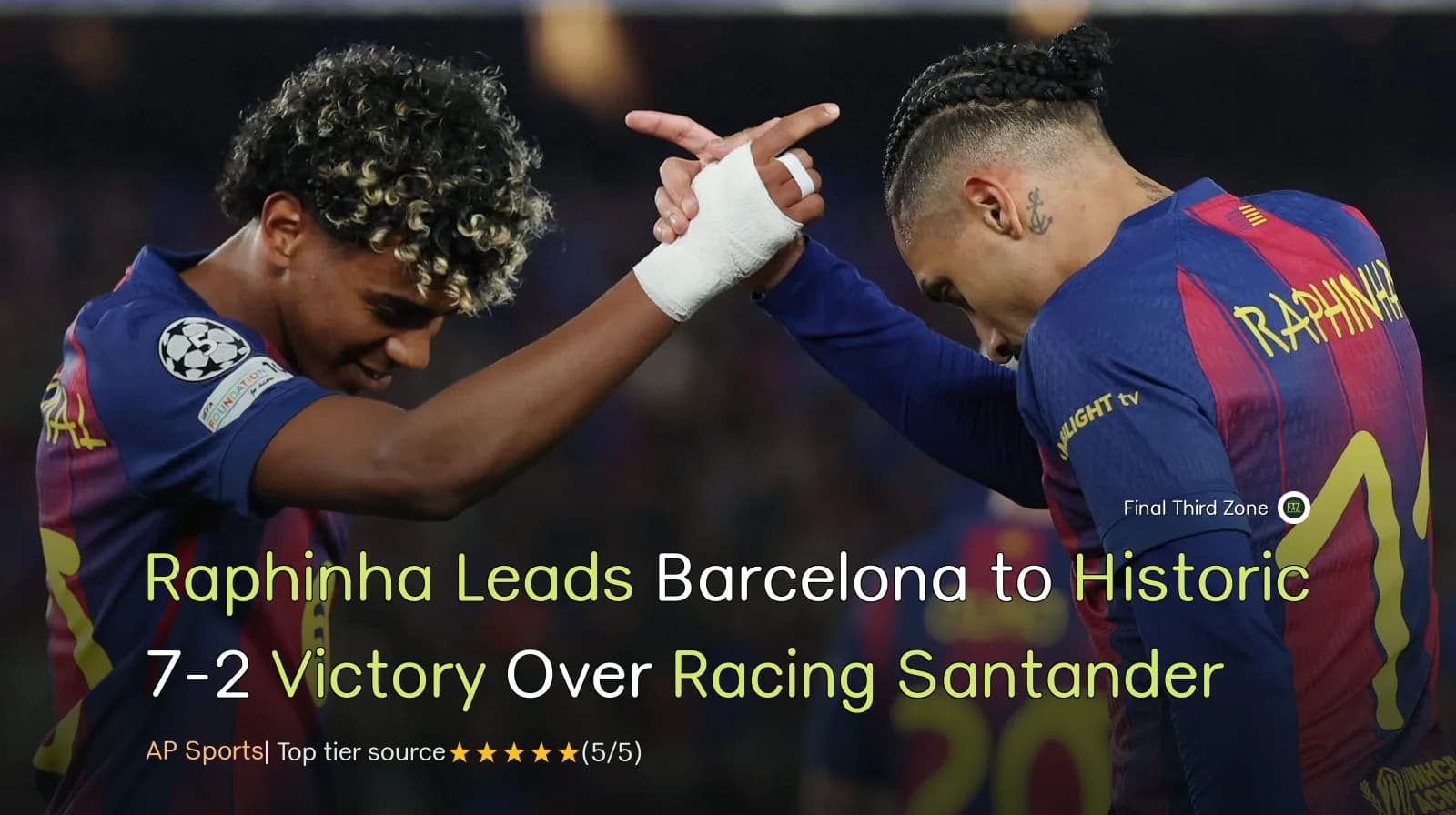 Raphinha Leads Barcelona to Historic 7-2 Victory Over Racing Santander