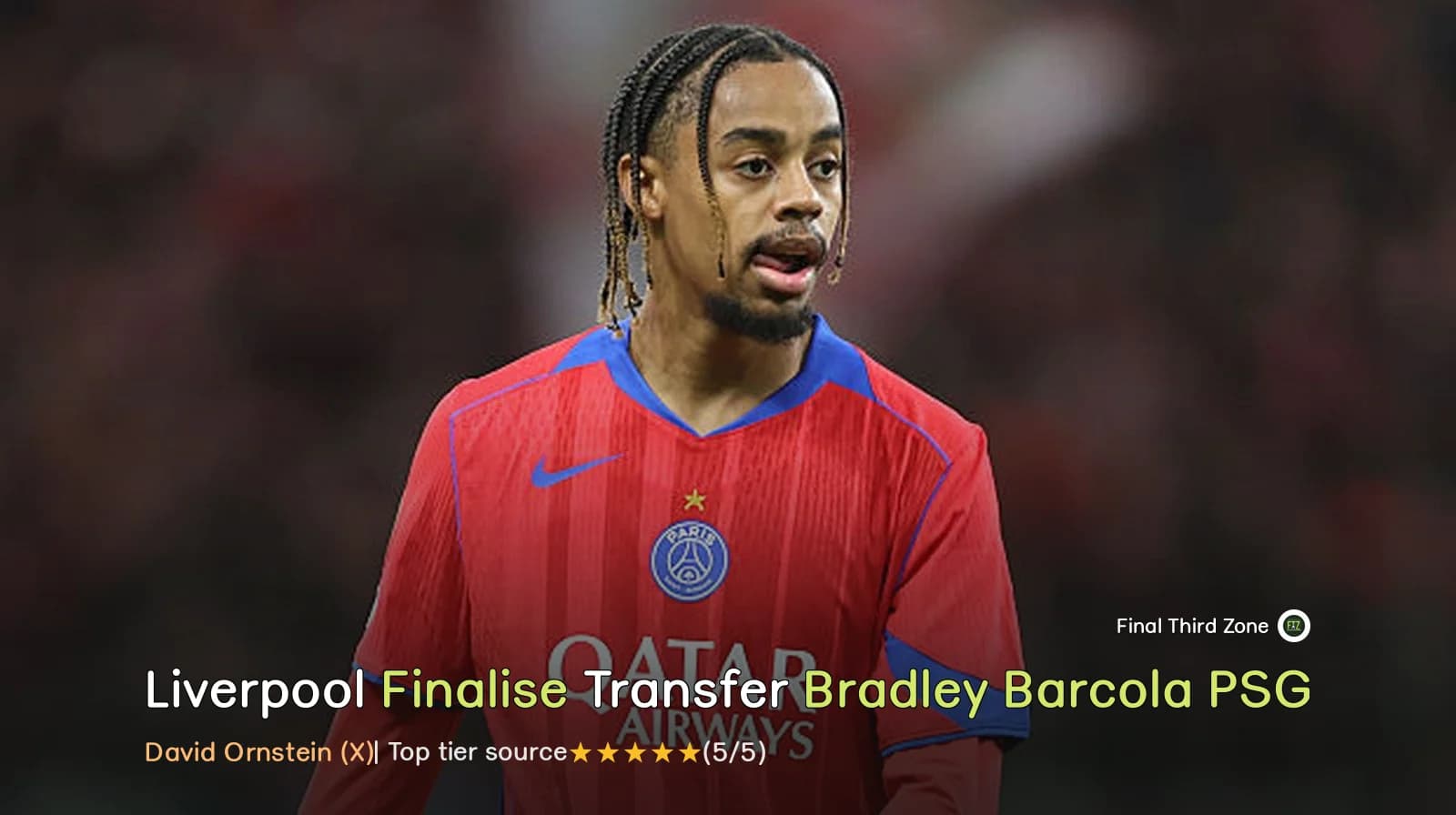 Liverpool Finalise Transfer for Bradley Barcola from PSG